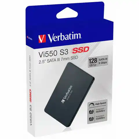 ⁨Dysk SSD wewnętrzny Verbatim wewnętrzny SATA III, 128GB, Vi550, 49350, 560 MB/s-R, 430 MB/s-W⁩ w sklepie Wasserman.eu