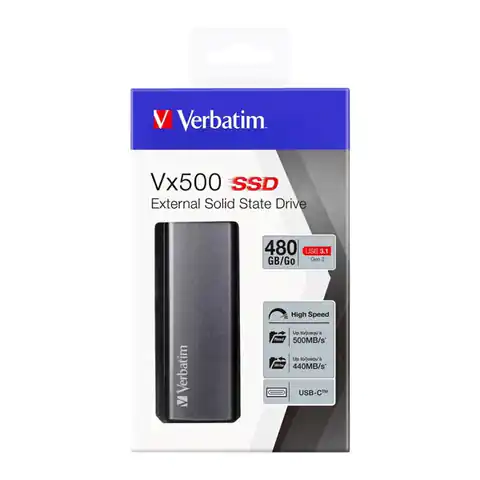 ⁨SSD Verbatim 2.5", zewnętrzny USB 3.0 (3.2 Gen 1), 480GB, GB, Vx500, 47443⁩ w sklepie Wasserman.eu