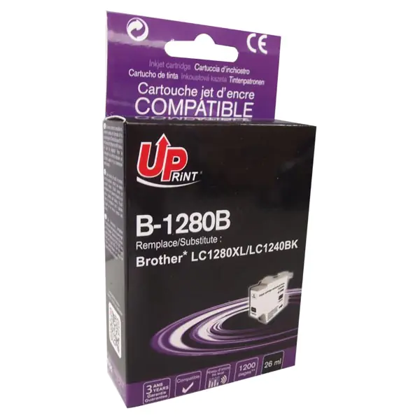⁨UPrint kompatybilny ink / tusz z LC-1280XLBK, B-1280B, black, 1200s, 26ml, high capacity⁩ w sklepie Wasserman.eu