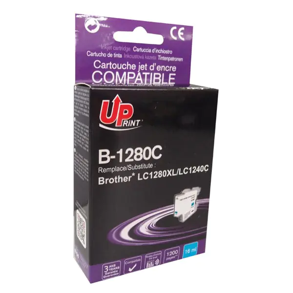 ⁨UPrint kompatybilny ink / tusz z LC-1280XLC, B-1280C, cyan, 1200s, 12ml, high capacity⁩ w sklepie Wasserman.eu