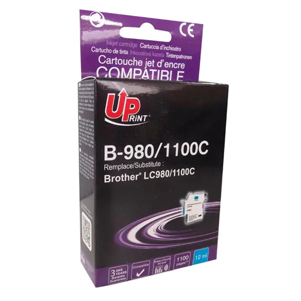 ⁨UPrint compatible ink/ink with LC-980C, cyan, 12ml, B-980C, for Brother DCP-145C, 165C⁩ at Wasserman.eu