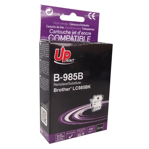 ⁨UPrint kompatybilny ink / tusz z LC-985BK, B-985B, black, 15ml⁩ w sklepie Wasserman.eu