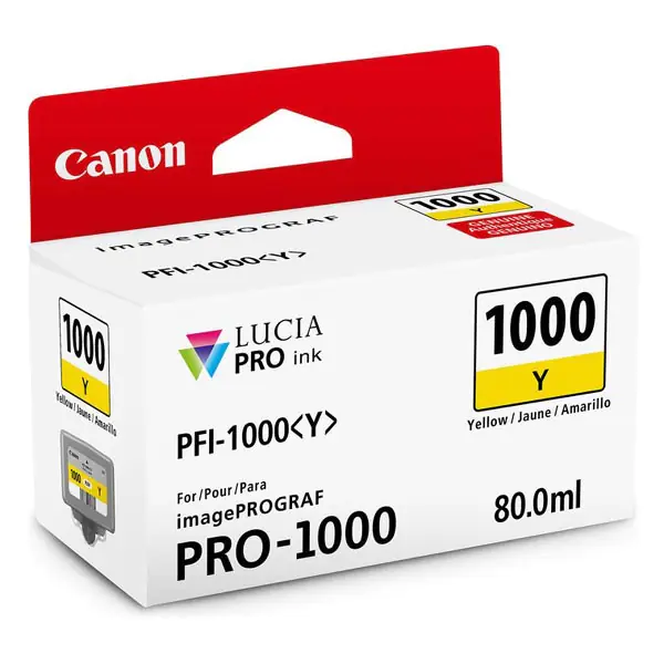 ⁨Canon oryginalny ink / tusz PFI-1000 Y, 0549C001, yellow, 3365s, 80ml⁩ w sklepie Wasserman.eu