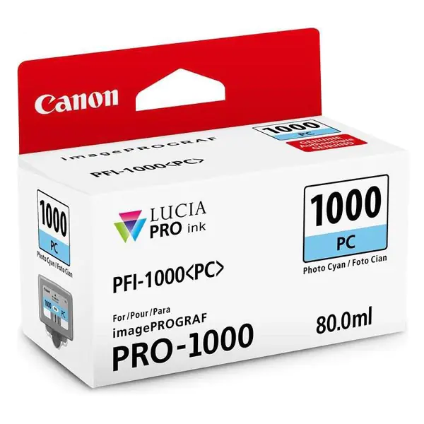 ⁨Canon oryginalny ink / tusz PFI-1000 PC, 0550C001, cyan, 5140s, 80ml⁩ w sklepie Wasserman.eu