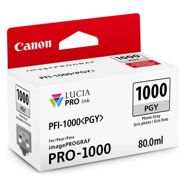 ⁨Canon oryginalny ink / tusz PFI-1000 PGY, 0553C001, photo grey, 3165s, 80ml, -⁩ w sklepie Wasserman.eu