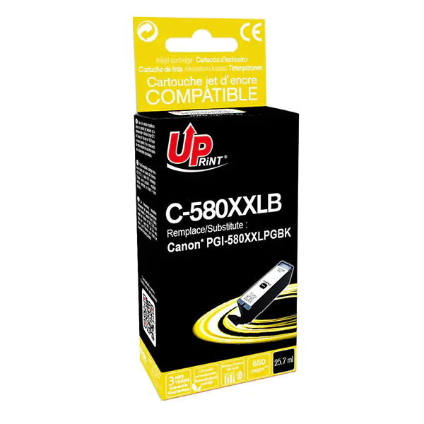 ⁨UPrint compatible ink/ink with PGI-580PGBK XXL, black, 25.7ml, C-580XXLB, very high capacity, for Canon PIXMA TR7550, TR8550, TS⁩ at Wasserman.eu