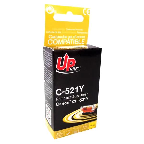 ⁨UPrint kompatybilny ink / tusz z CLI521Y, C-521Y, yellow, 510s, 10ml, z chipem⁩ w sklepie Wasserman.eu