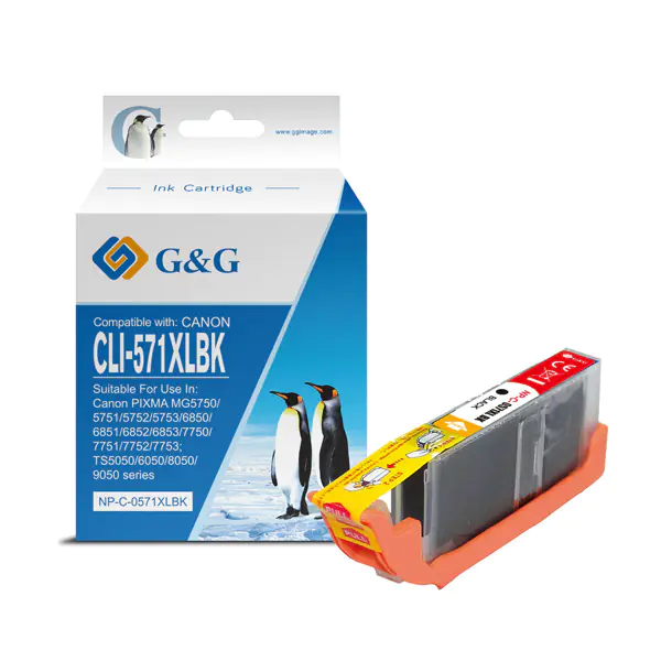 ⁨G&G kompatybilny ink / tusz z CLI571BK XL, NP-C-0CL571XLBK, black, 10,8ml, ml high capacity⁩ w sklepie Wasserman.eu