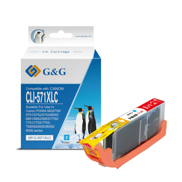 ⁨G&G kompatybilny ink / tusz z CLI571C XL, NP-C-0CL571XLC, cyan, 10,8ml, ml high capacity⁩ w sklepie Wasserman.eu