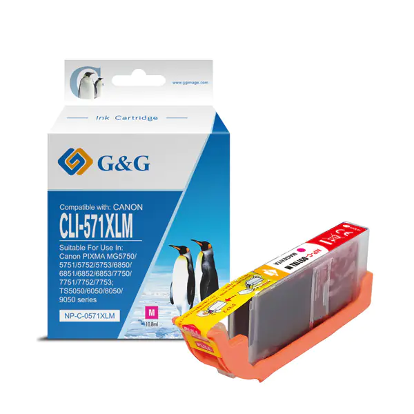 ⁨G&G compatible ink/ink with CLI571M XL, magenta, 10.8ml, ml NP-C-0CL571XLM, high capacity, Canon PIXMA MG5750, MG5751, MG5752, M⁩ at Wasserman.eu