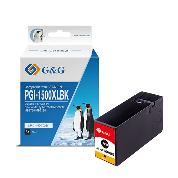 ⁨G&G kompatybilny ink / tusz z PGI 1500XL, NP-C-1500XLBK/C, black⁩ w sklepie Wasserman.eu