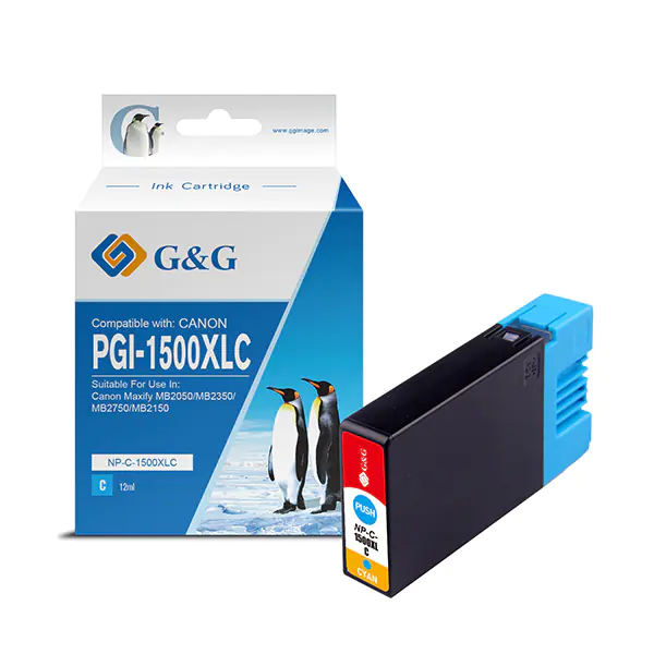 ⁨G&G kompatybilny ink / tusz z PGI 1500XL, NP-C-1500XLC/C, cyan⁩ w sklepie Wasserman.eu
