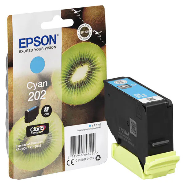 ⁨Epson oryginalny ink / tusz C13T02F24010, 202, cyan, 300 (bar.)s, 1x4.1ml⁩ w sklepie Wasserman.eu