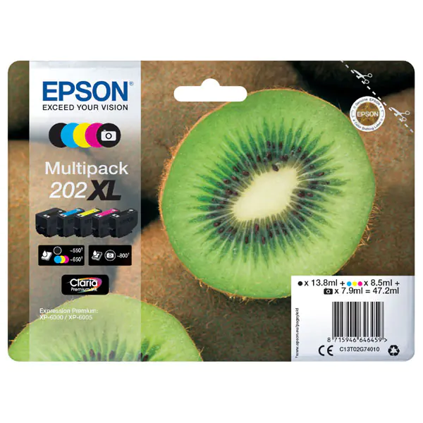 ⁨Epson oryginalny ink / tusz C13T02G74010, 202 XL, CMYK, 1x13.8, 1x7.9ml, 3x8.5ml⁩ w sklepie Wasserman.eu