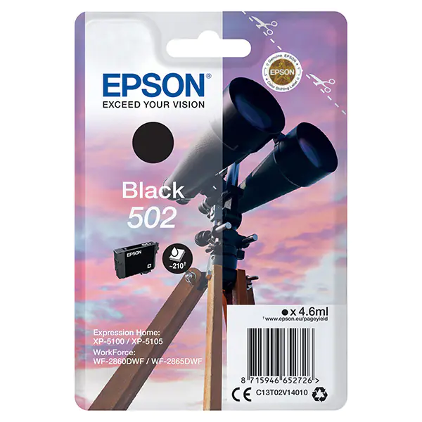 ⁨Epson original ink/ink C13T02V14020, T02V140, 502, black, 210s, 4.6ml, Epson XP-5100, XP-5105, WF-2880dwf, WF2865dwf⁩ at Wasserman.eu