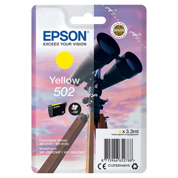 ⁨Epson oryginalny ink / tusz C13T02V44020, 502, T02V440, yellow, 165s, 3.3ml⁩ w sklepie Wasserman.eu