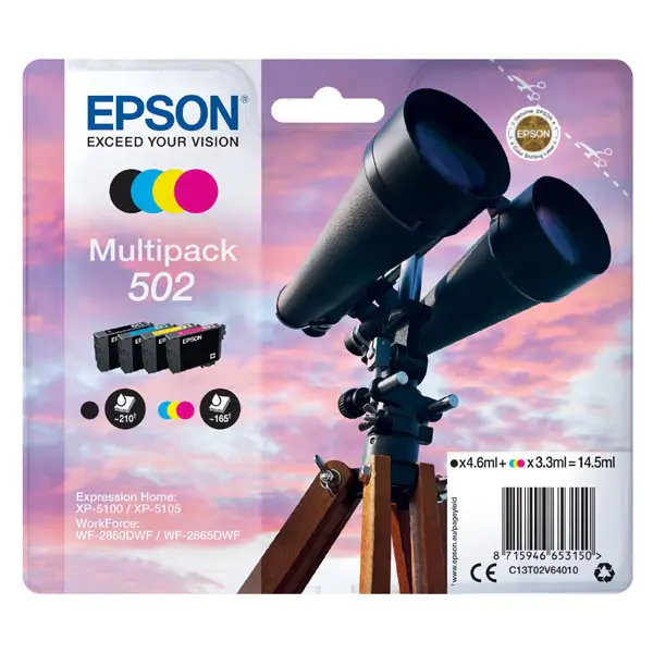 ⁨Epson oryginalny ink / tusz C13T02V64010, 502, T02V640, CMYK, 550s, 3x3.3/4.6ml⁩ w sklepie Wasserman.eu