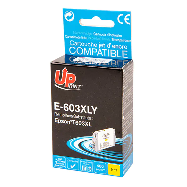 ⁨UPrint kompatybilny ink / tusz z C13T03A44010, 603XL, E-603XLY, yellow, 9ml⁩ w sklepie Wasserman.eu