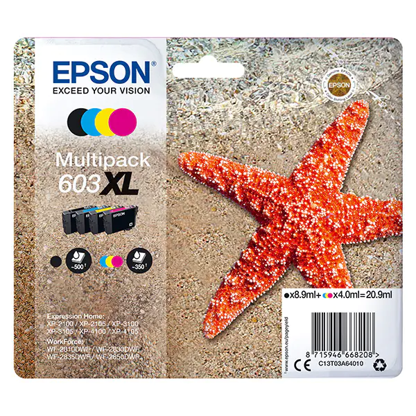 Epson oryginalny ink / tusz C13T03A64010, 603XL, CMYK, 1x8.9ml + 3x4ml, Epson Expression Home XP-2100, 2105, 3100, 3105 WF-2310 w sklepie Wasserman.eu