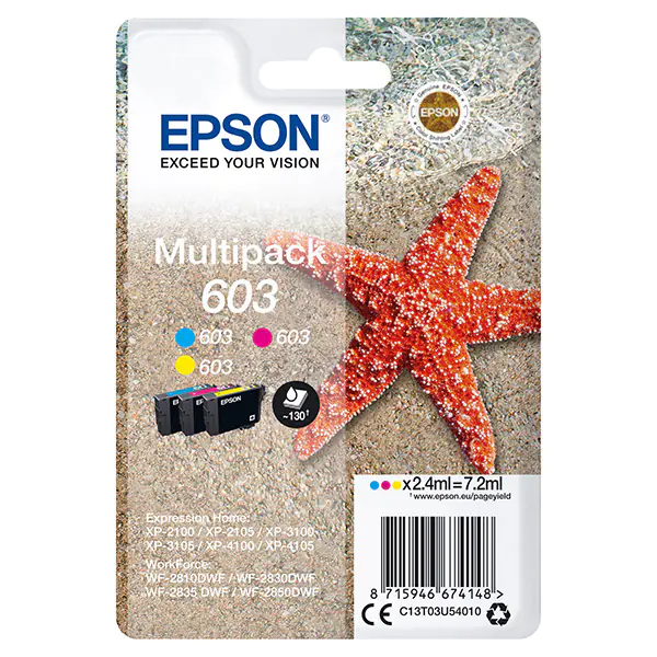 ⁨Epson original ink/ink C13T03U54010, 603, color, 3x2.4ml, Epson Expression Home XP-2100, 2105, 3100, 3105 WF-2310⁩ at Wasserman.eu