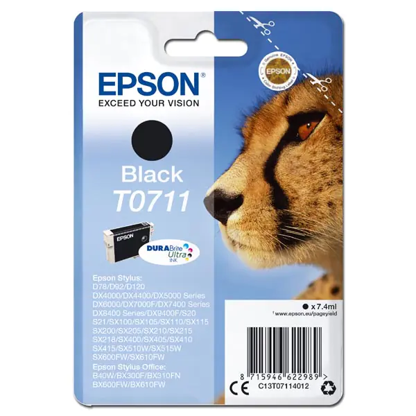⁨Epson oryginalny ink / tusz C13T07114012, black, 7,4ml⁩ w sklepie Wasserman.eu