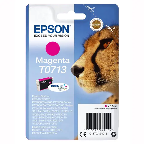 ⁨Epson original ink/ink C13T07134022, magenta, blister with protection, 5.5ml, Epson D78, DX4000, DX4050, DX5000, DX5050, DX6000, DX6⁩ at Wasserman.eu