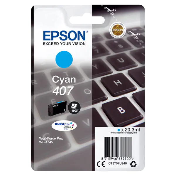 ⁨Epson oryginalny ink / tusz C13T07U240, 407XL, cyan, 1900s, 20.3ml⁩ w sklepie Wasserman.eu
