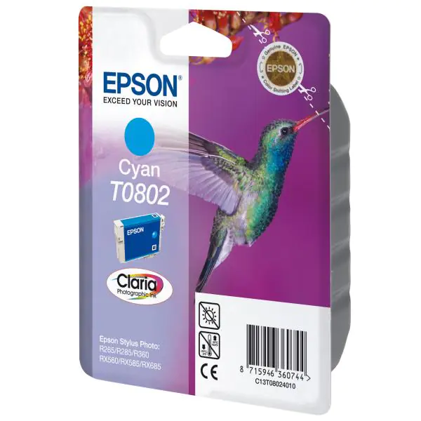 ⁨Epson original ink/ink C13T08024011, cyan, 7,4ml, Epson Stylus Photo PX700W, 800FW, R265, 285, 360, RX560⁩ at Wasserman.eu