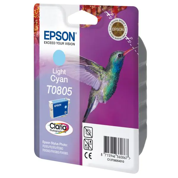 ⁨Epson original ink/ink C13T08054011, light cyan, Epson Stylus Photo PX700W, 800FW, R265, 285, 360, RX560⁩ at Wasserman.eu