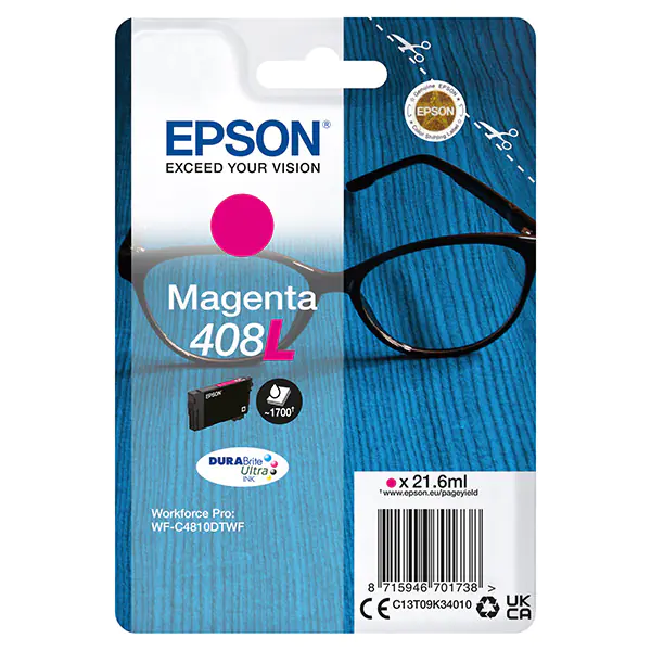 ⁨Epson oryginalny ink / tusz C13T09K34010, T09K340, 408L, magenta, 21.6ml⁩ w sklepie Wasserman.eu