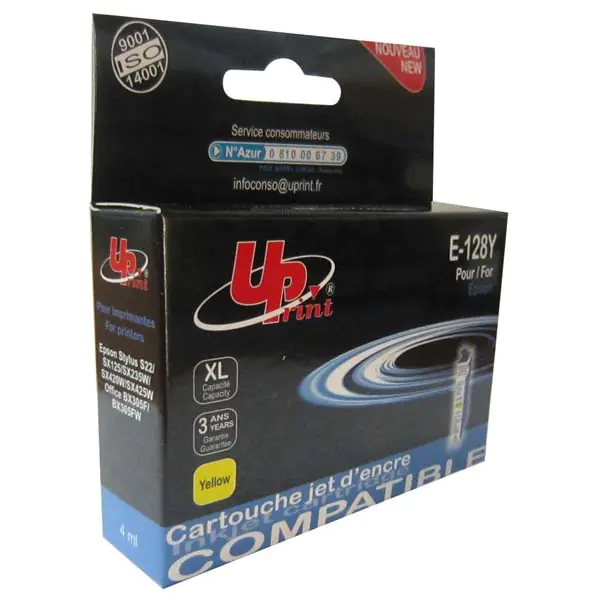 ⁨UPrint kompatybilny ink / tusz z C13T12844011, E-128Y, yellow, 270s, 10ml⁩ w sklepie Wasserman.eu