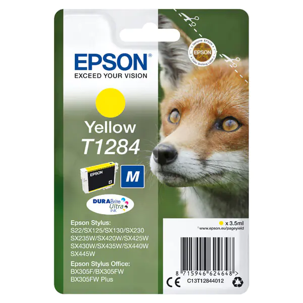 ⁨Epson oryginalny ink / tusz C13T12844022, T1284, yellow, blistr, 3,5ml⁩ w sklepie Wasserman.eu