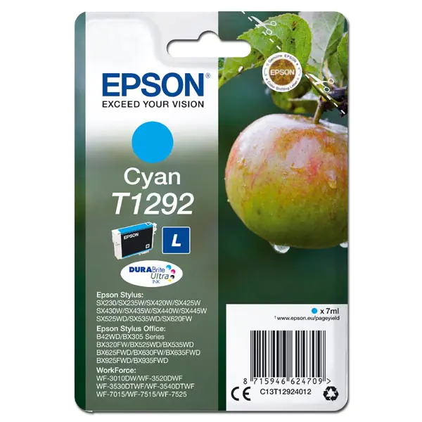 ⁨Epson oryginalny ink / tusz C13T12924012, T1292, cyan, 485s, 7ml⁩ w sklepie Wasserman.eu