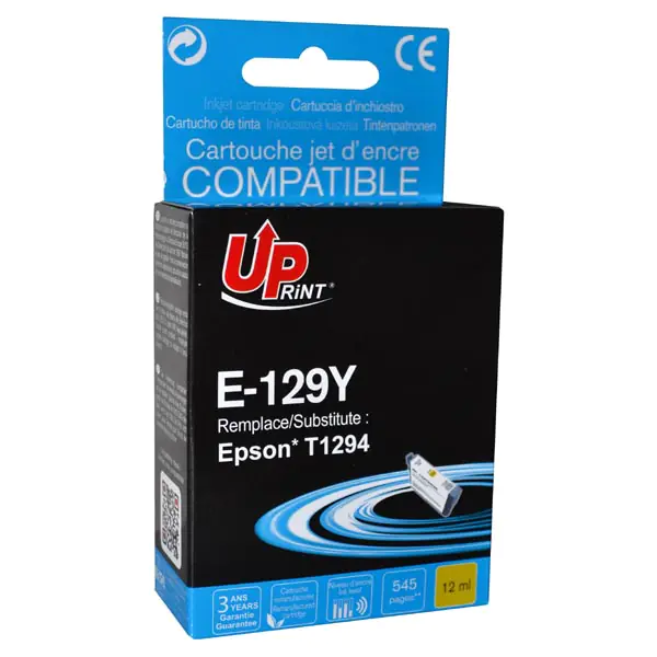 ⁨UPrint kompatybilny ink / tusz z C13T12944010, T1294, E-129Y, yellow, 10ml⁩ w sklepie Wasserman.eu
