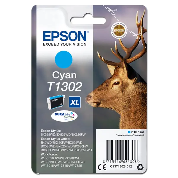 ⁨Epson oryginalny ink / tusz C13T13024012, T1302, cyan, 765s, 10,1ml⁩ w sklepie Wasserman.eu