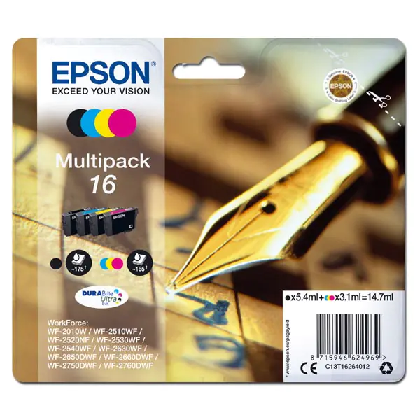 ⁨Epson oryginalny ink / tusz C13T16264012, T162640, CMYK, 3x3.1/5.4ml⁩ w sklepie Wasserman.eu