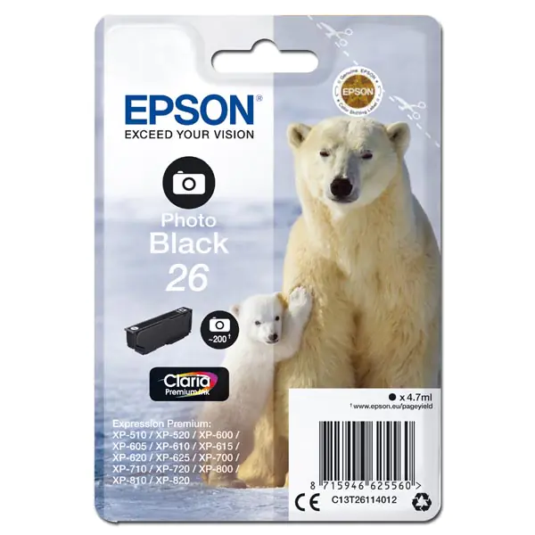 ⁨Epson original ink/ink C13T26114012, T261140, photo black, 4,7ml, Epson Expression Premium XP-800, XP-700, XP-600⁩ at Wasserman.eu