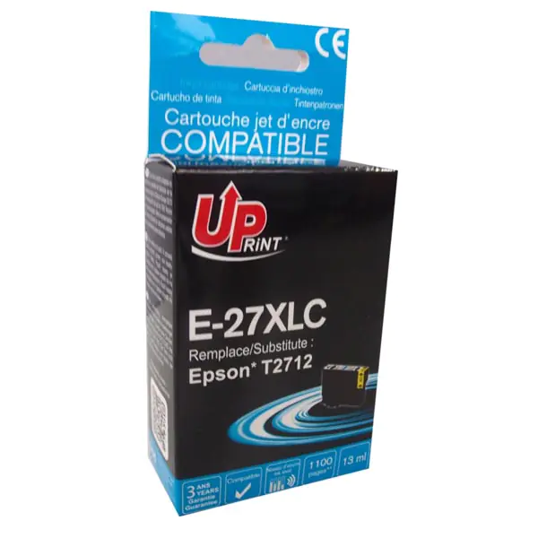 ⁨UPrint kompatybilny ink / tusz z C13T27124010, 27XL, cyan, 1100s, 13ml⁩ w sklepie Wasserman.eu