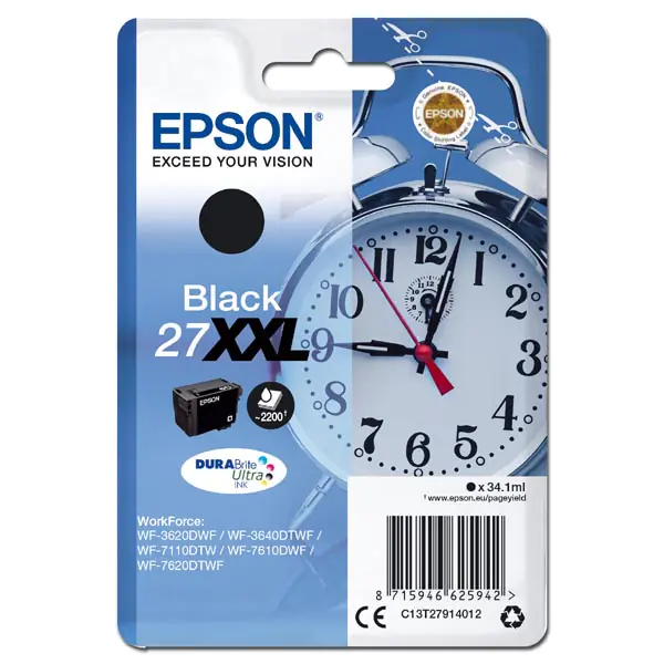 ⁨Epson oryginalny ink / tusz C13T27914012, 27XXL, black, 34,1ml⁩ w sklepie Wasserman.eu