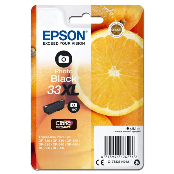 ⁨Epson original ink/ink C13T33614012, T33XL, photo black, 8,1ml, Epson Expression Home a Premium XP-530,630,635,830⁩ at Wasserman.eu