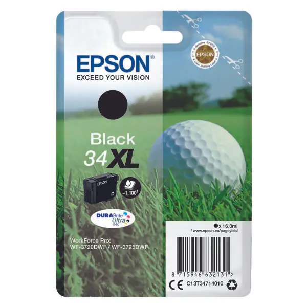 ⁨Epson original ink/ink C13T34714010, T347140, 34XL, black, 16.3ml, Epson WF-3720DWF, 3725DWF⁩ at Wasserman.eu