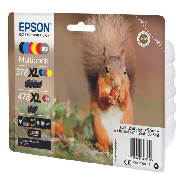 ⁨Epson original ink / ink C13T379D4010, 378XL+478XL, CMYK, 1x10.2ml, 2x11.2ml, 3x9.3ml, Epson⁩ at Wasserman.eu