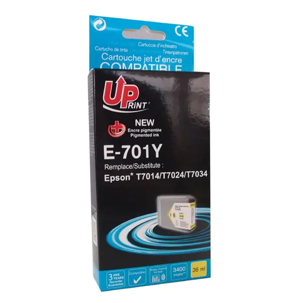⁨UPrint kompatybilny ink / tusz z C13T70144010, E-701Y, yellow, 3200s, 36ml⁩ w sklepie Wasserman.eu