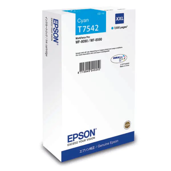 ⁨Epson oryginalny ink / tusz C13T754240, T7542, XXL, cyan, 69ml⁩ w sklepie Wasserman.eu