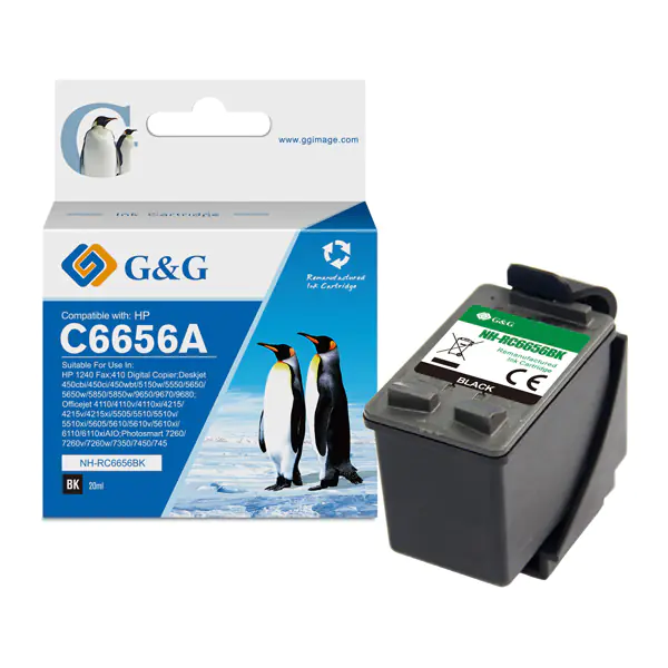 ⁨G&G kompatybilny ink / tusz z C6656A, HP 56, NH-R6656BK, black, 20ml⁩ w sklepie Wasserman.eu