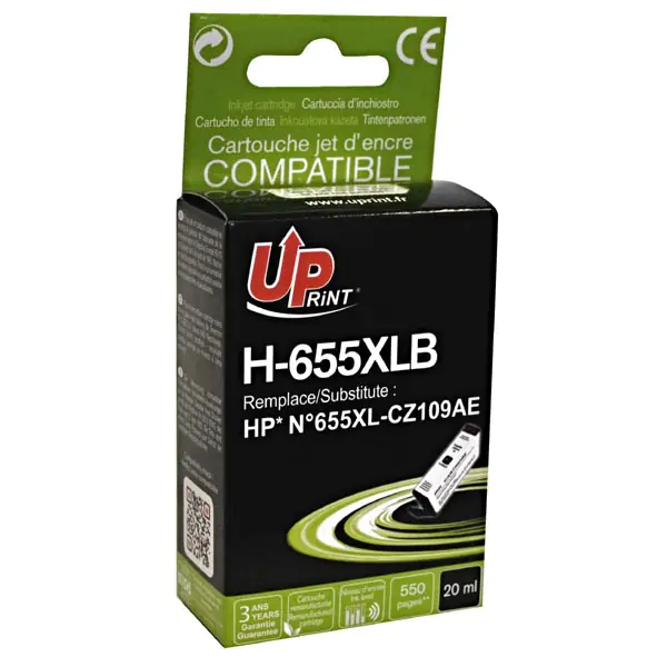 ⁨UPrint kompatybilny ink / tusz z CZ109AE, HP 655, H-655XLB, black, 550s, 20ml⁩ w sklepie Wasserman.eu