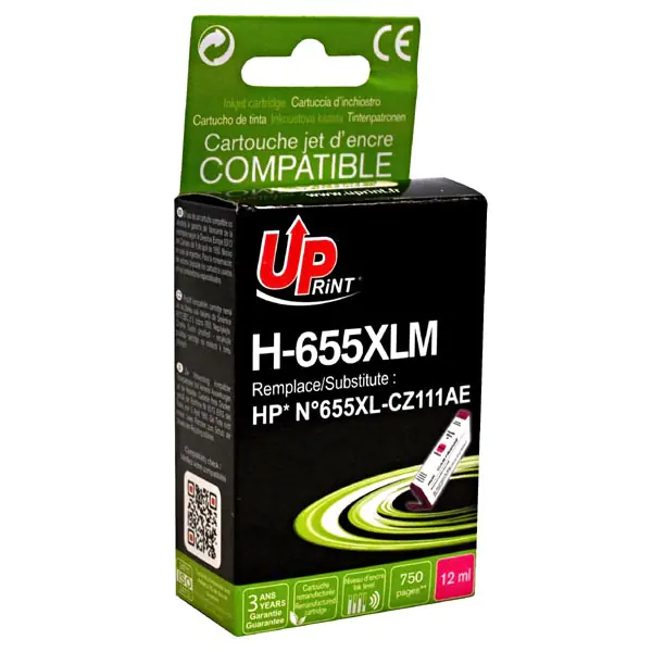 ⁨UPrint kompatybilny ink / tusz z CZ111AE, HP 655, H-655XLM, magenta, 750s, 12ml⁩ w sklepie Wasserman.eu