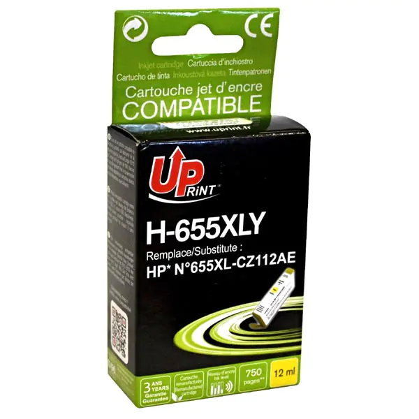 ⁨UPrint kompatybilny ink / tusz z CZ112AE, HP 655, H-655XLY, yellow, 750s, 12ml⁩ w sklepie Wasserman.eu