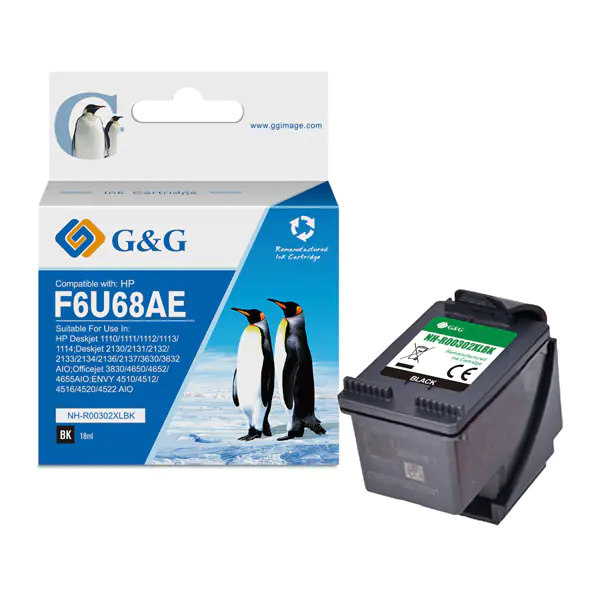 ⁨G&G kompatybilny ink / tusz z F6U68AE, HP 302XL, NH-R302XLBK, black, 18ml, ml⁩ w sklepie Wasserman.eu