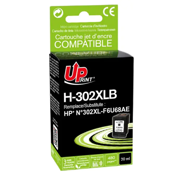 ⁨UPrint kompatybilny ink / tusz z F6U68AE, HP 302XL, H-302XLB, black, 600s, 20ml⁩ w sklepie Wasserman.eu
